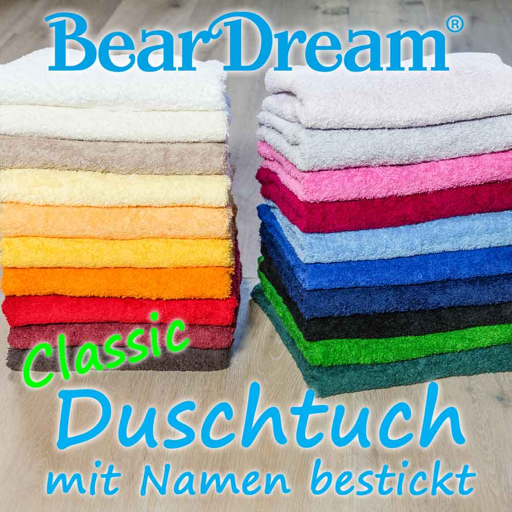 BearDream Classic Duschtuch mit Text-Stickerei