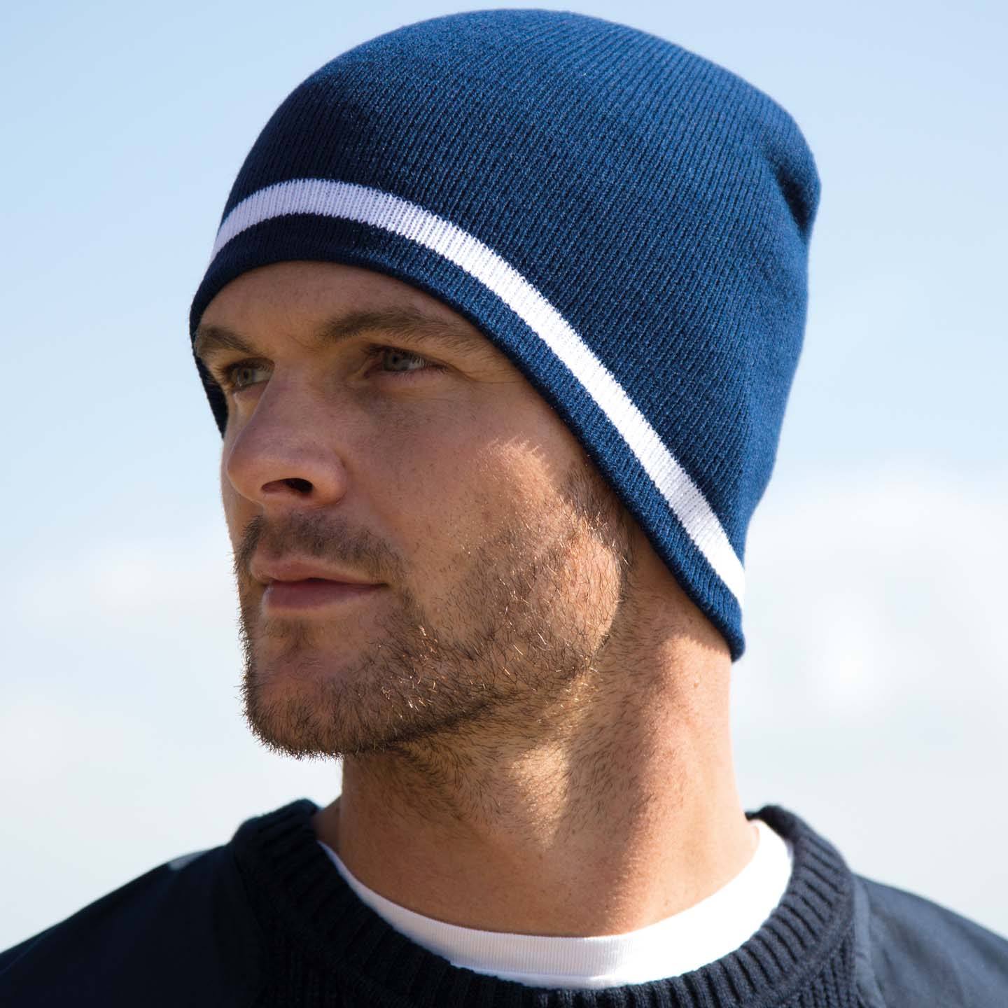 National Beanie mit Textstickerei Result RC368