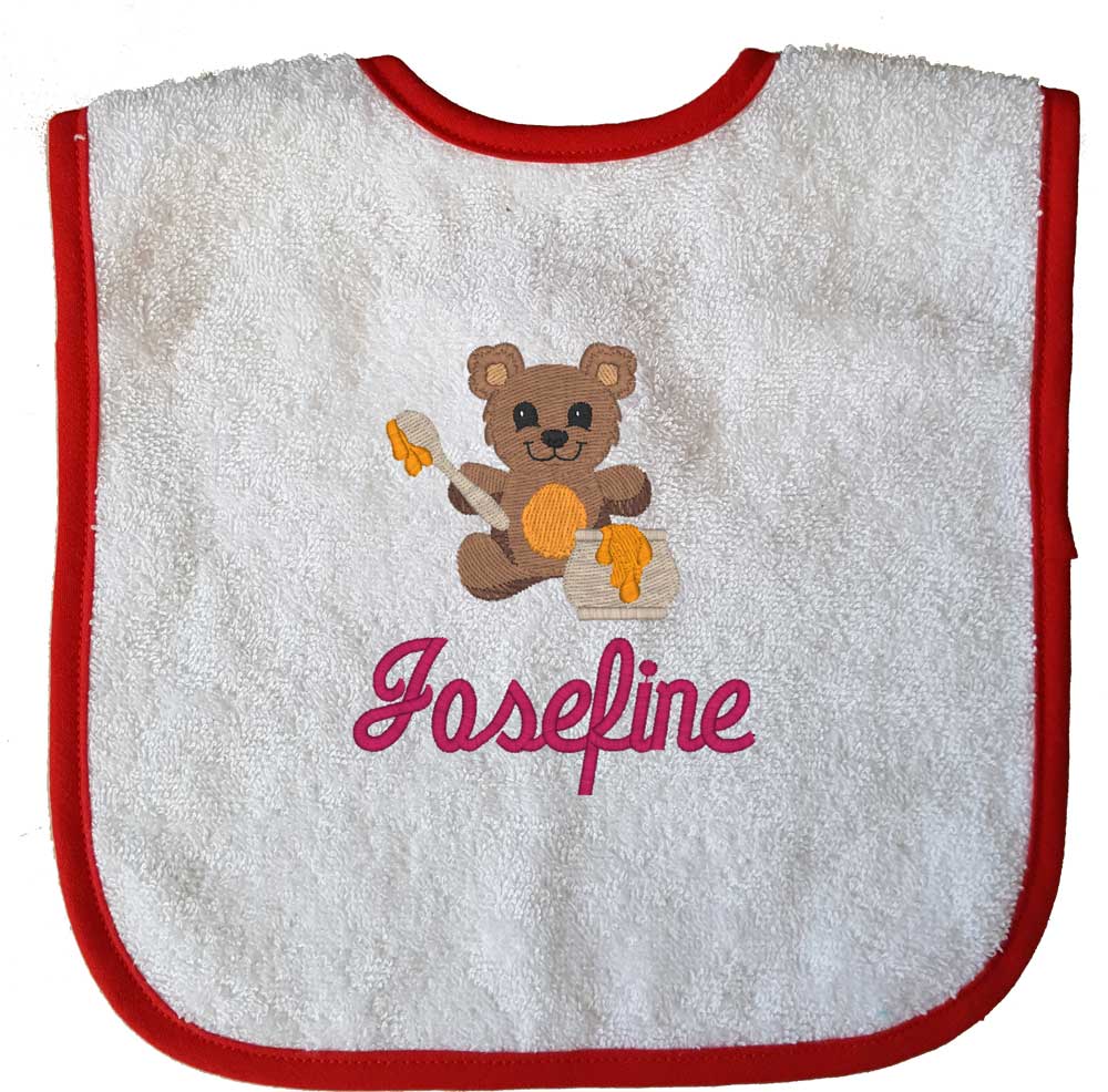 A&R Baby-Lätzchen mit Teddybär-Motiv und individuellem Namen bestickt