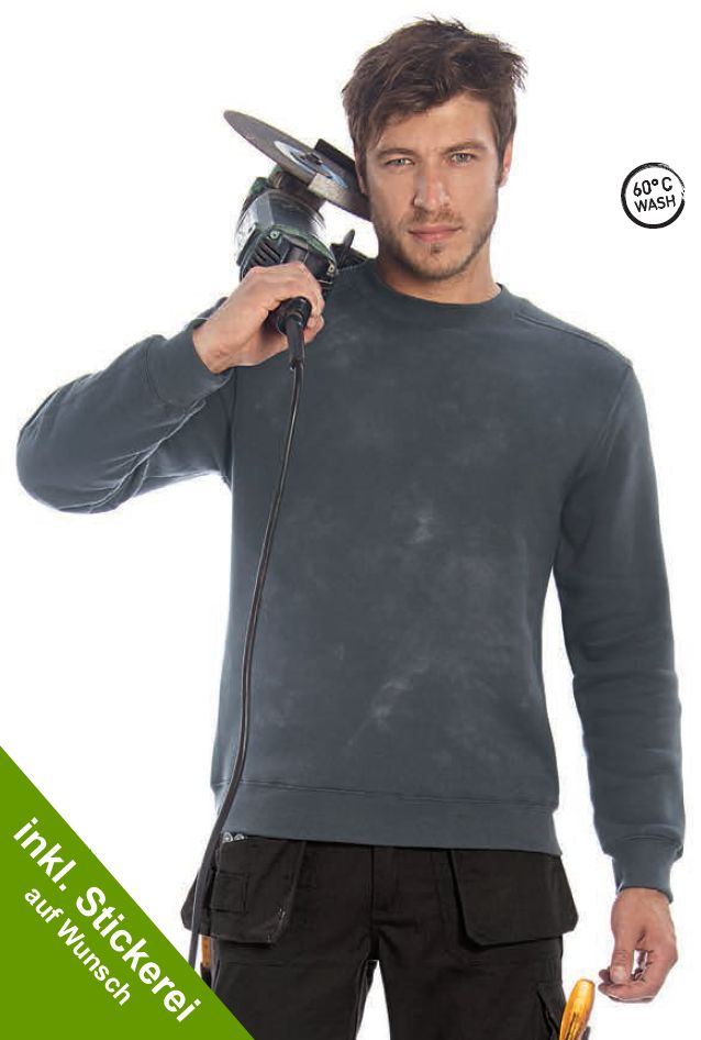 B&C Hero Pro Workwear Sweater WU C20 mit Stickerei