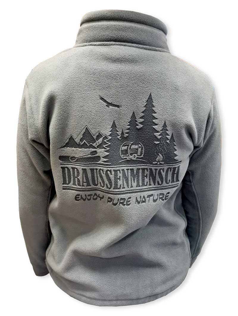 RUSSEL Outdoor Fleecejacke mit Laserbranding-Motiv "Draussenmensch"