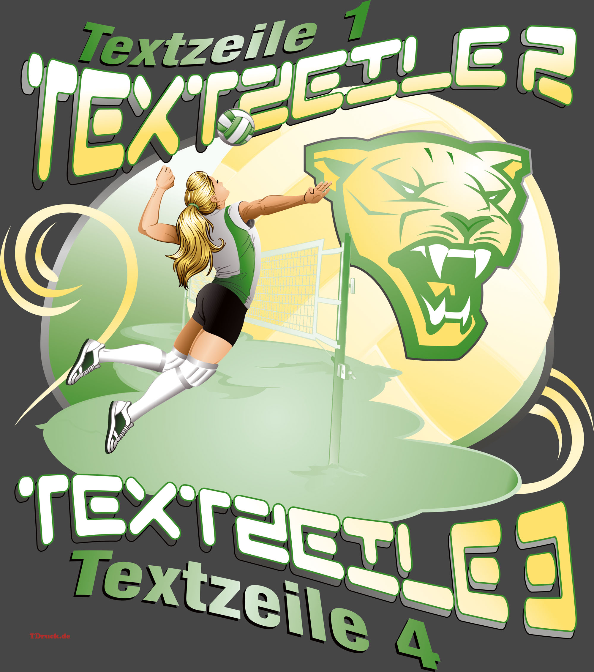 Meistershirt Volleyball Multicolor Unisex mit beidseitigem Druck