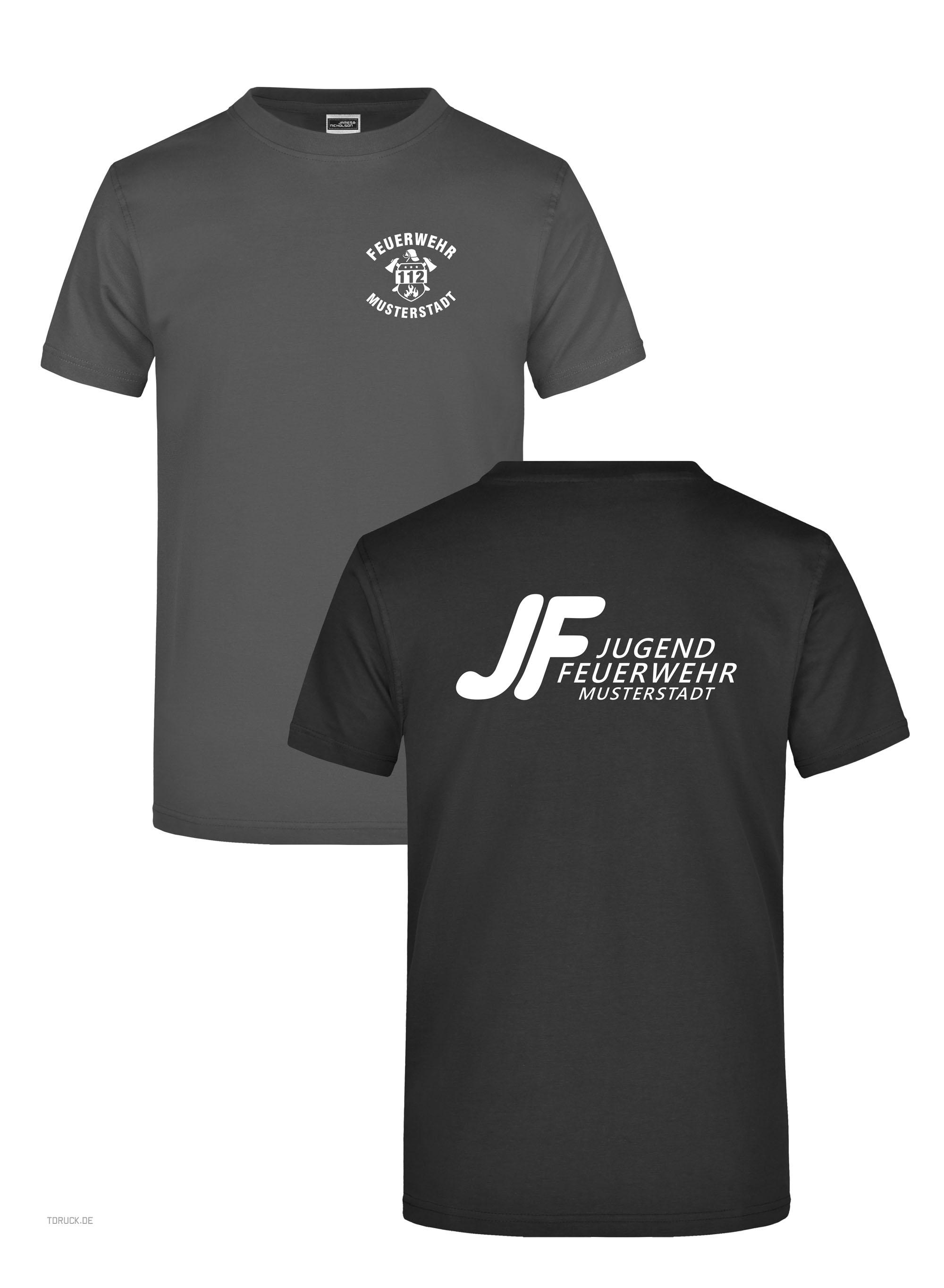 Feuerwehr T-Shirt FP1400FWBL mit Feuerwehr-Logo und Rückenbeschriftung