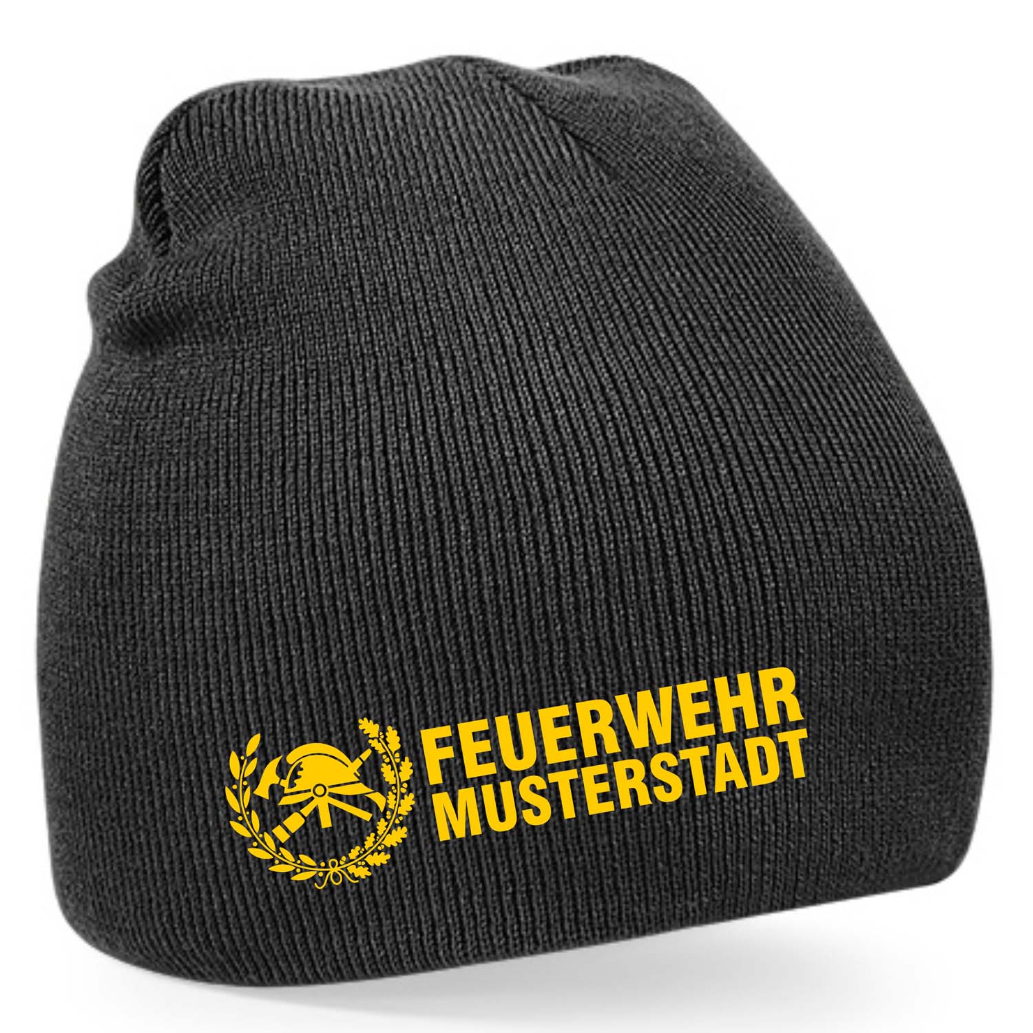 Feuerwehr Strickmütze ohne Umschlag und Stickerei B44FW