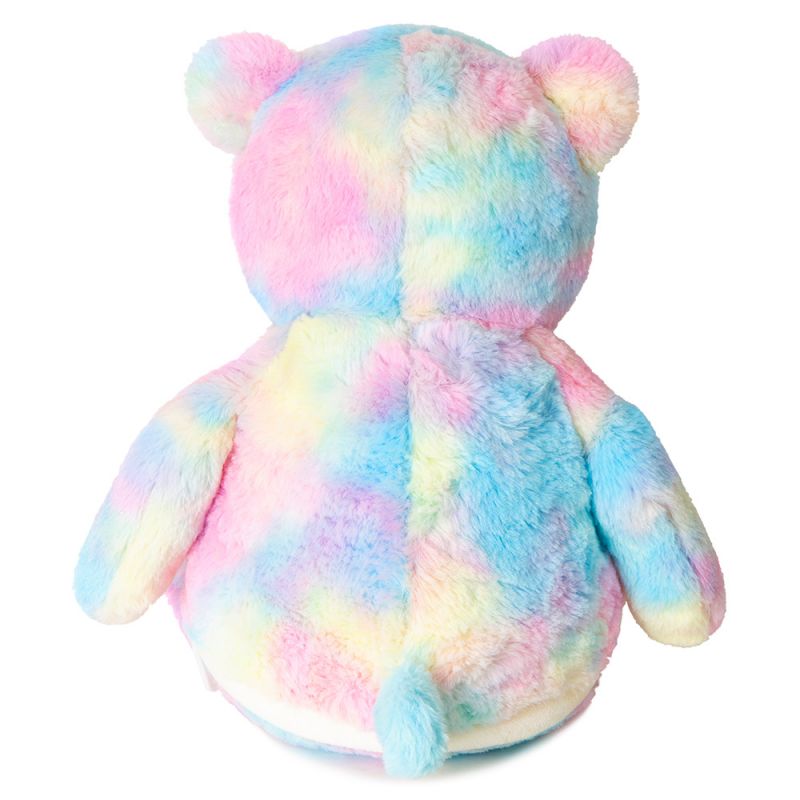 Kuscheltier Teddy Tie Dye individuell mit Namen bestickt, Geschenke für Geburt Taufe Geburtstag