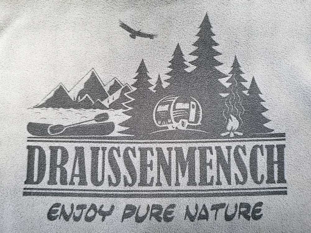 RUSSEL Outdoor Fleecejacke mit Laserbranding-Motiv "Draussenmensch"