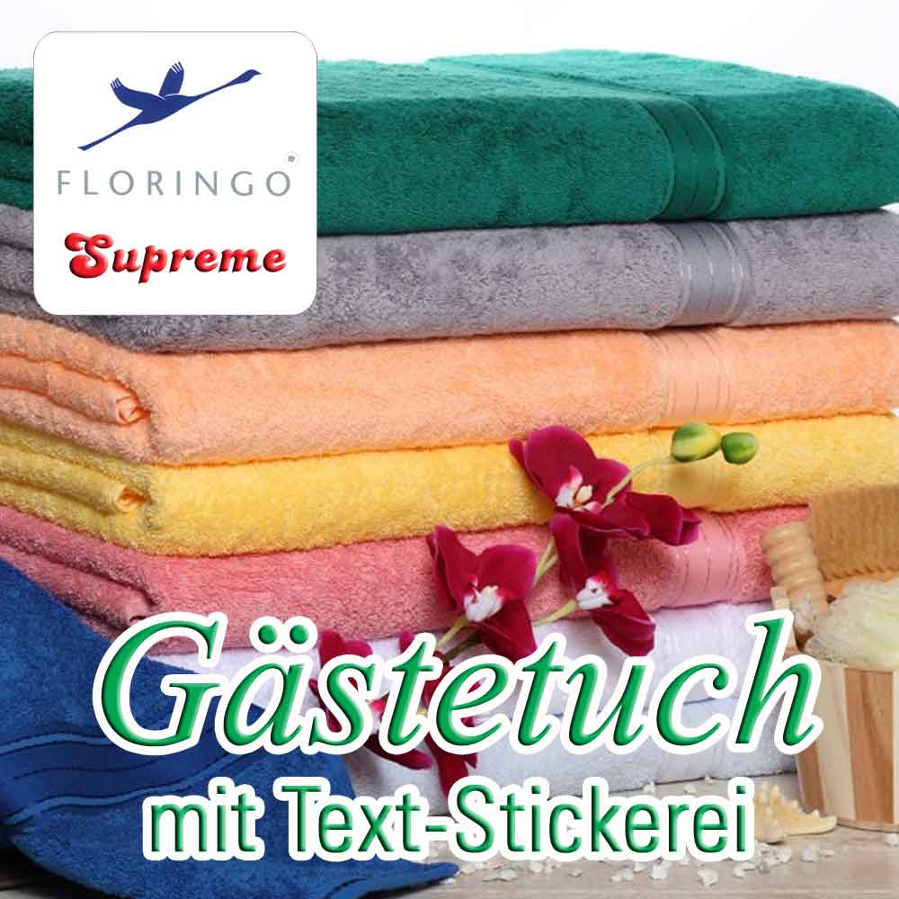 Floringo Supreme Gästetuch mit Text-Stickerei