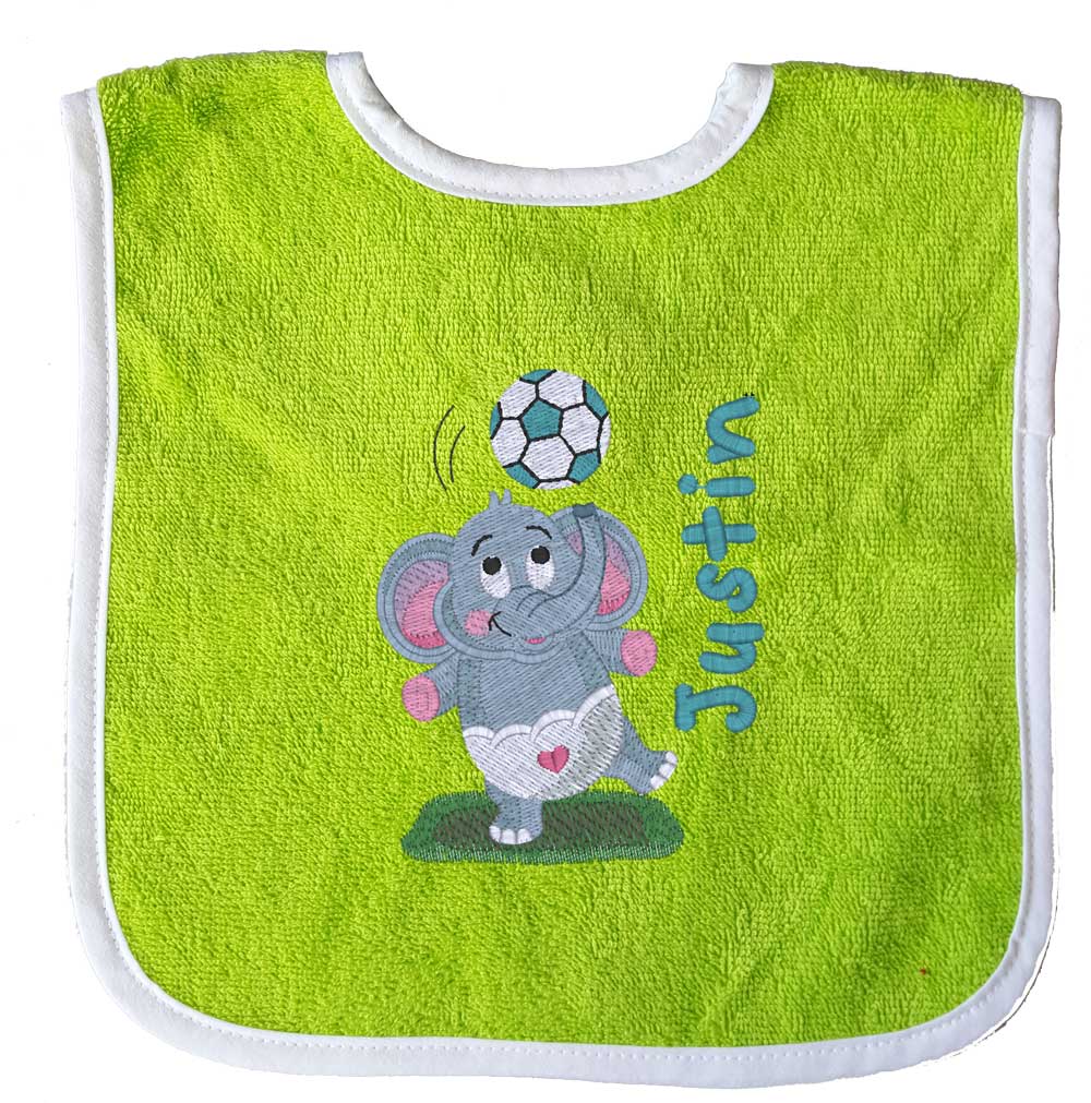 A&R Baby-Lätzchen mit lustigem Elefanten und individuellem Namen bestickt
