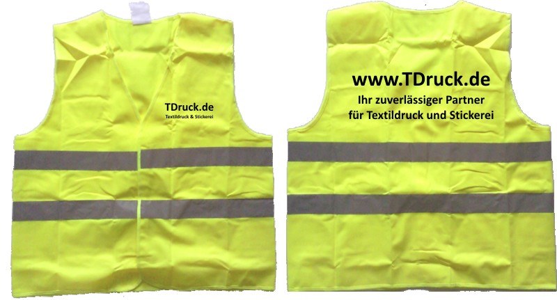 Sicherheitsweste mit beidseitigem Textdruck