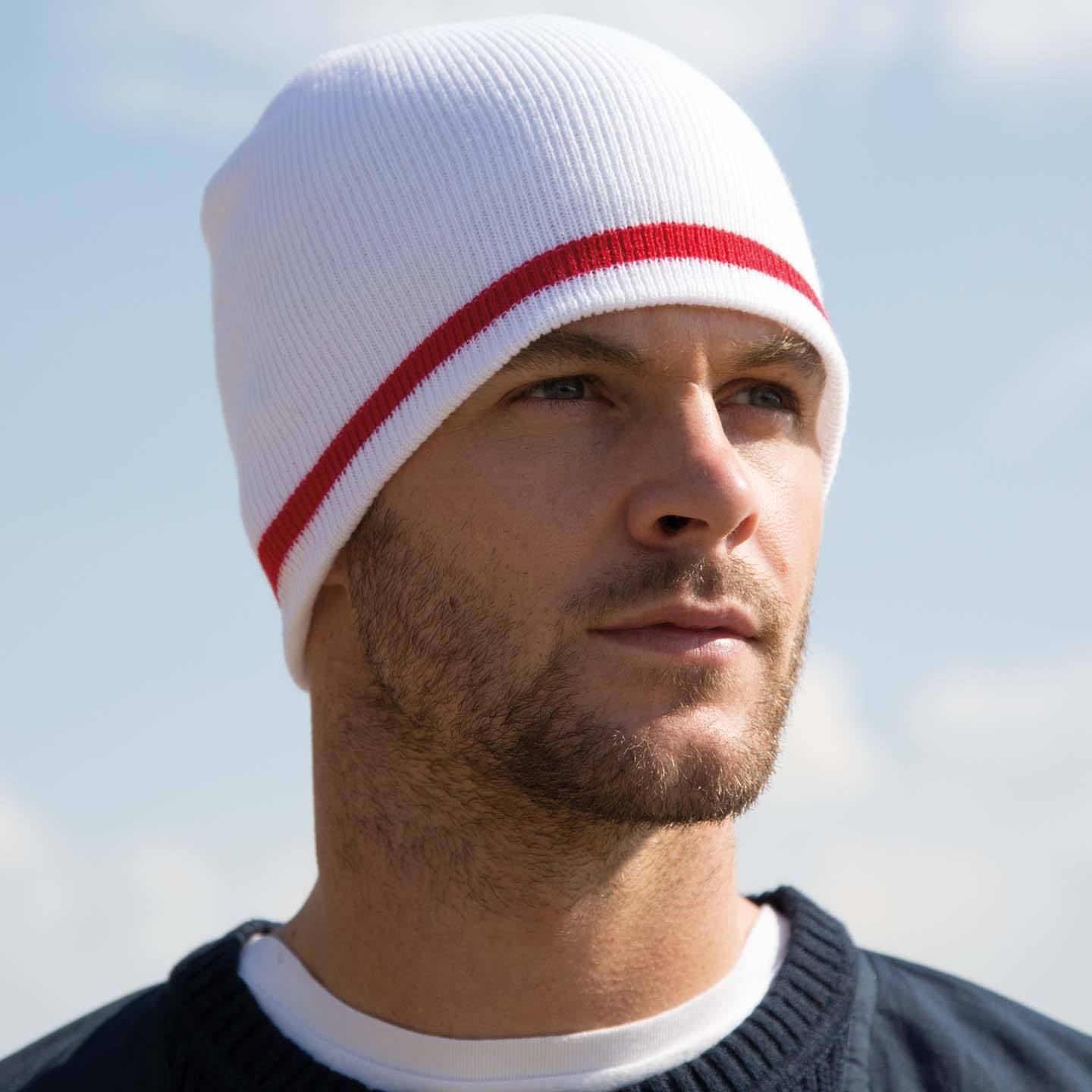 National Beanie mit Textstickerei Result RC368