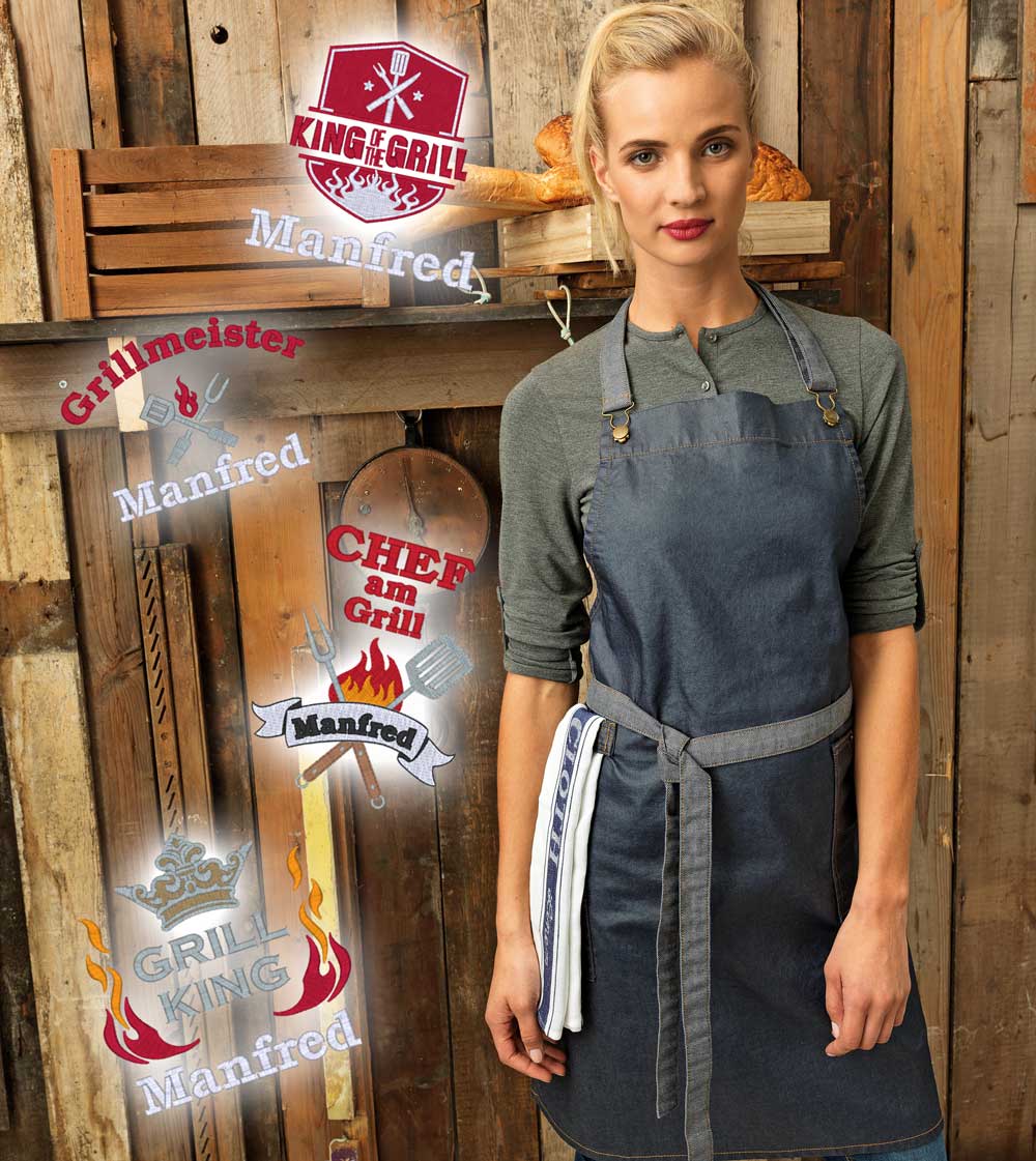 Grillschürze in Wachsoptik mit persönlichem Grillmeister-Motiv