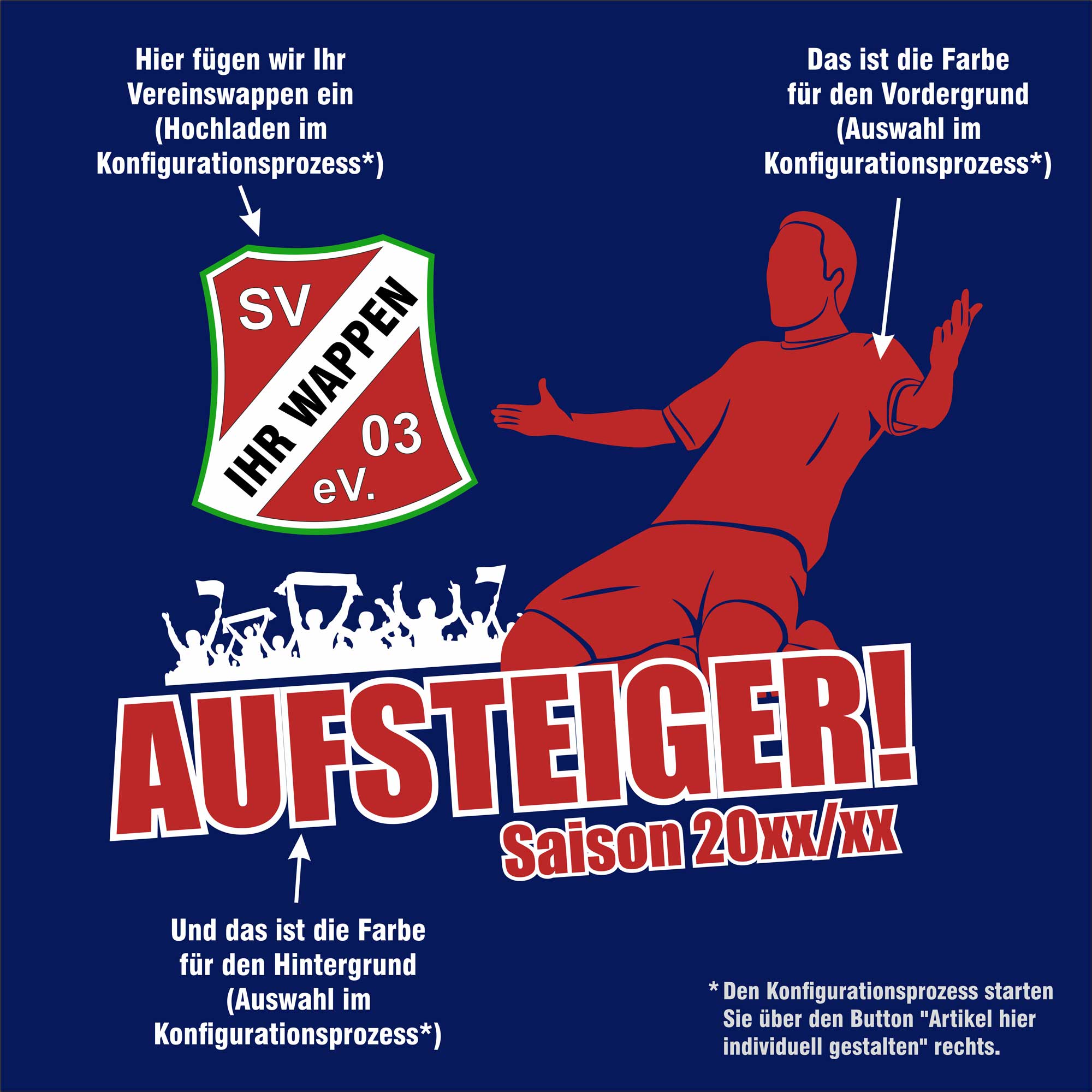 Jubel-Shirt AUFSTEIGER mit individuellem Rückendruck
