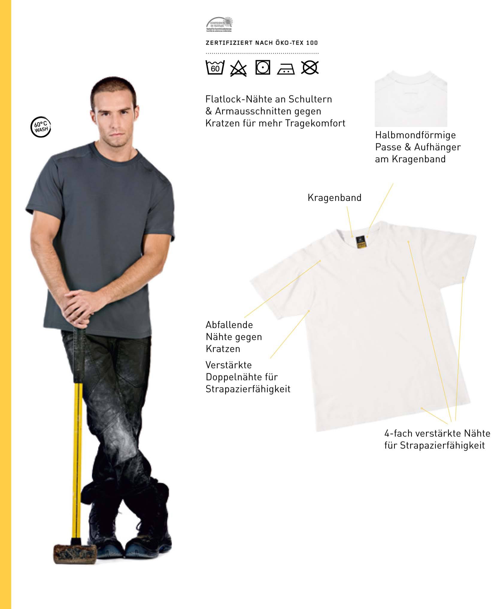 B&C Perfect Pro Workwear T-Shirt TU C01 mit Druck