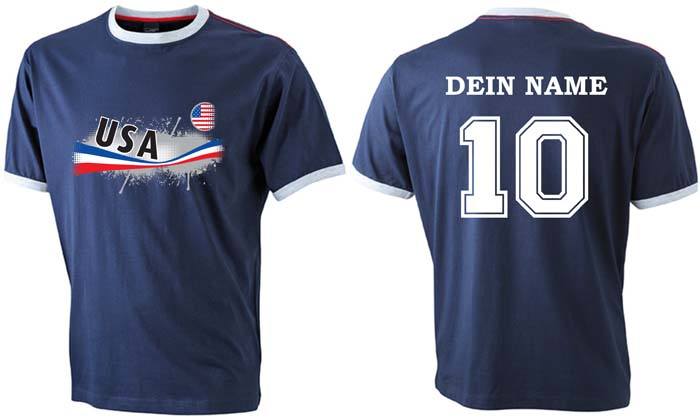 Fan-Shirt USA VINTAGE mit individuellem Rückendruck