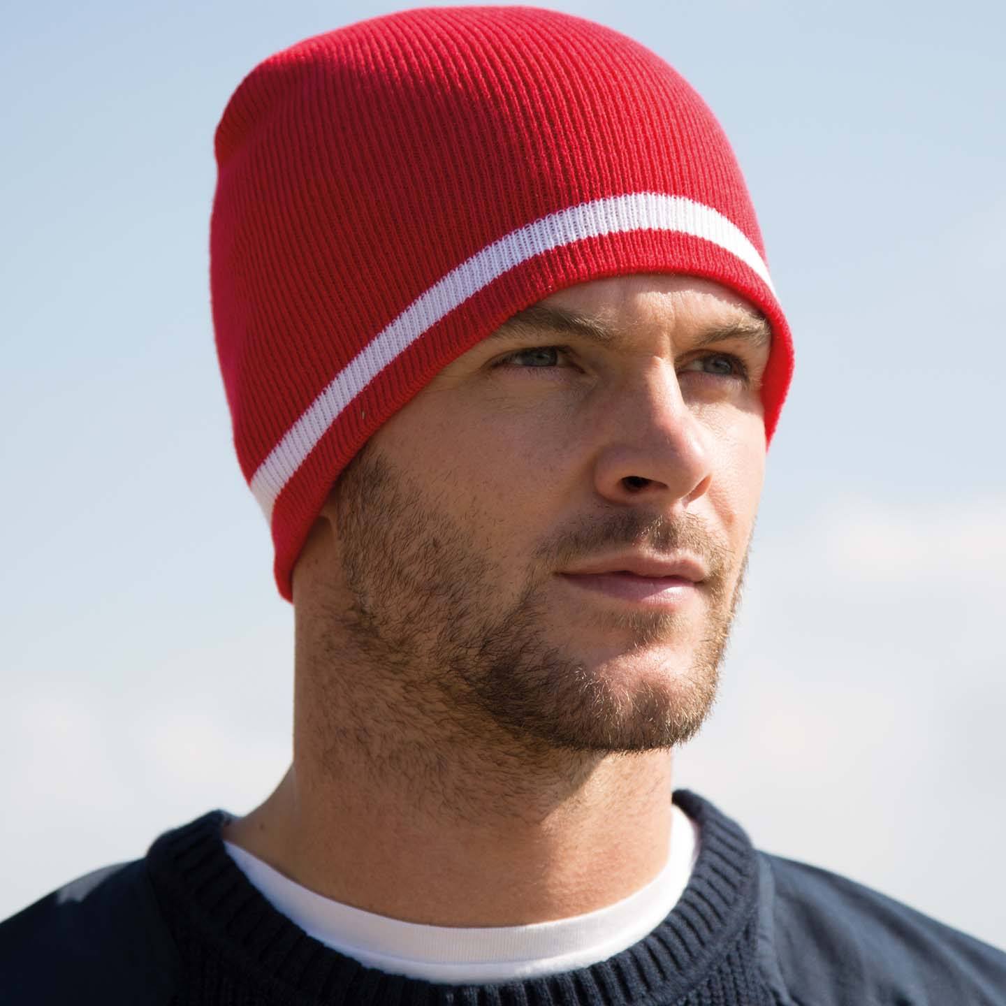 National Beanie mit Textstickerei Result RC368
