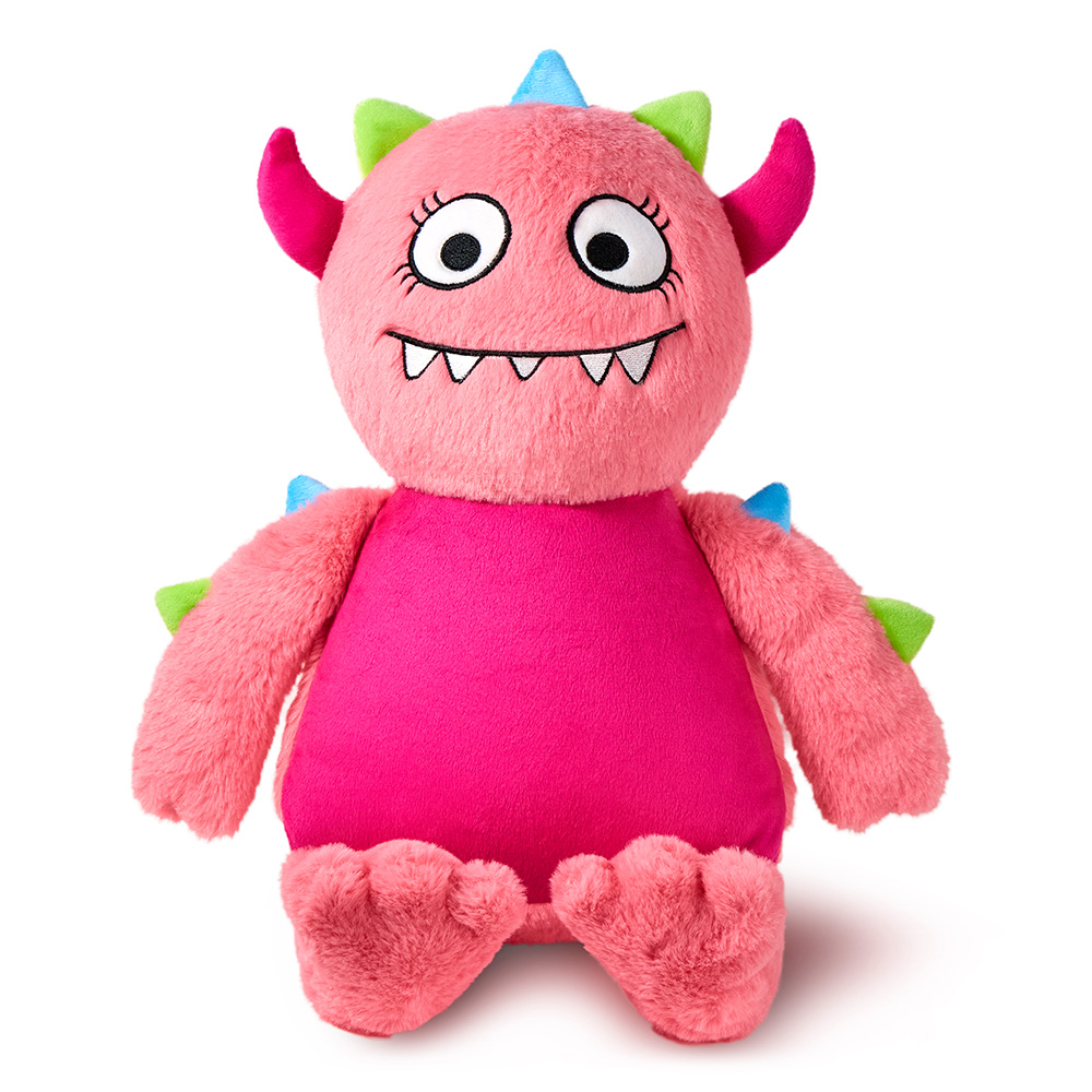 Kuscheltier Rosa Monster individuell mit Namen bestickt, Geschenke für Geburt Taufe Geburtstag