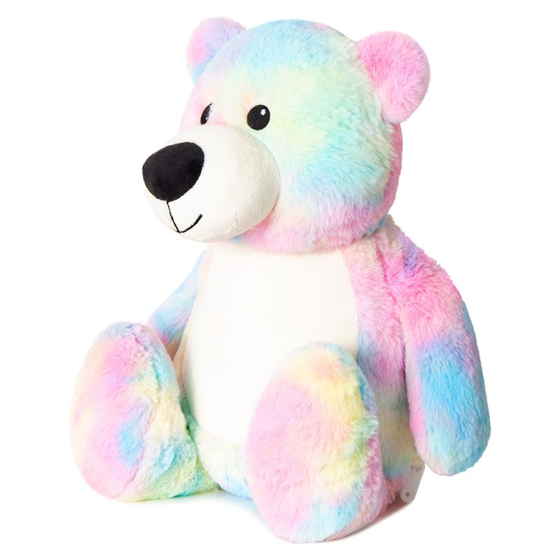 Kuscheltier Teddy Tie Dye individuell mit Namen bestickt, Geschenke für Geburt Taufe Geburtstag