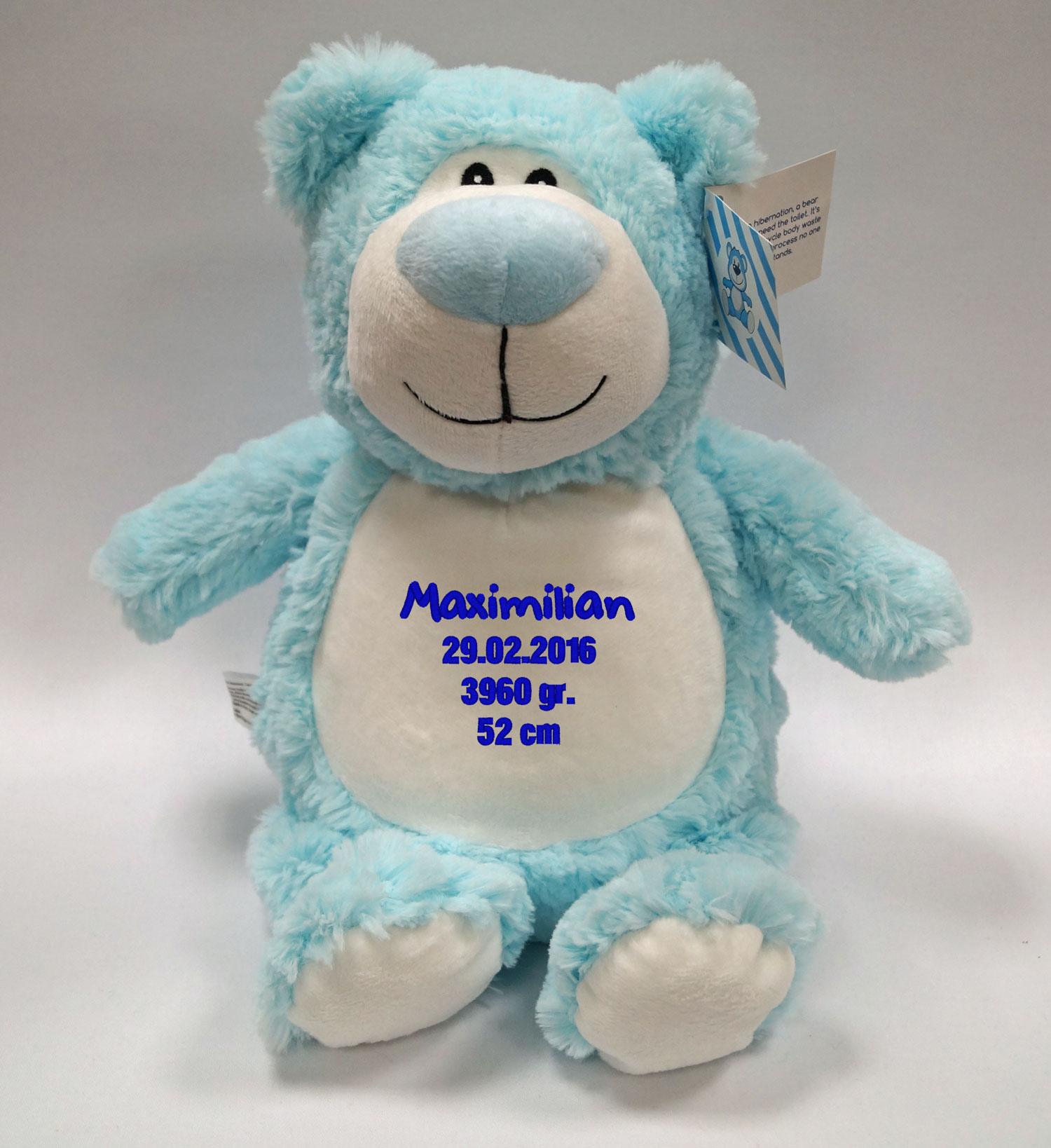 Kuscheltier Bär "Bram" individuell mit Namen bestickt, Geschenke für Geburt Taufe Geburtstag