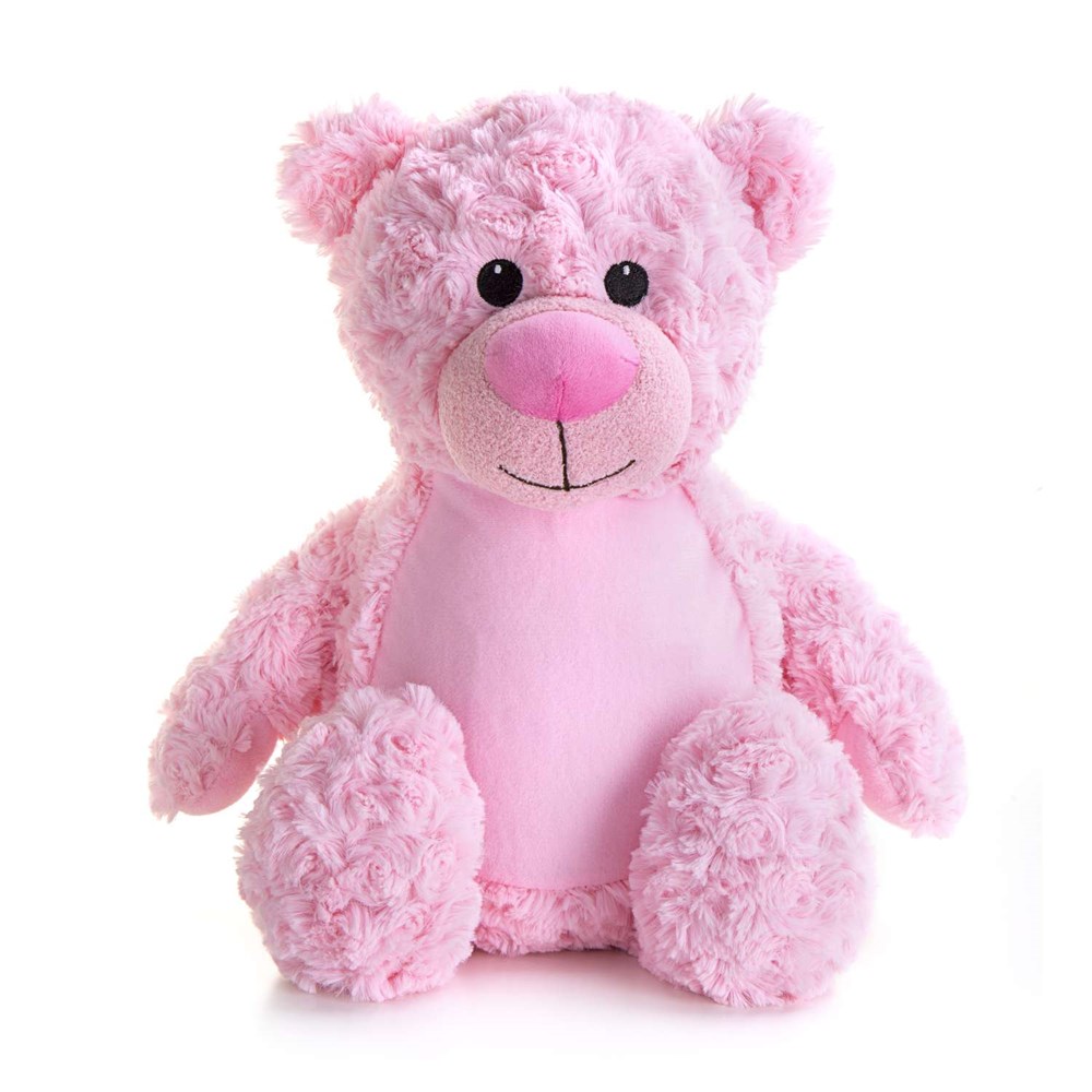 Kuscheltier rosa Tummi-Bär individuell mit Namen bestickt, Geschenke für Geburt Taufe Geburtstag