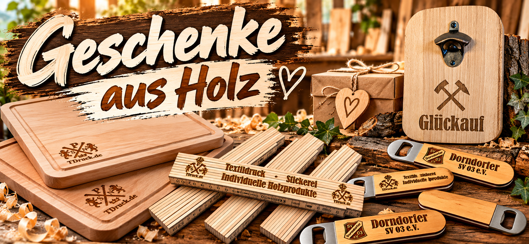 Geschenke aus Holz mit Lasergravur
