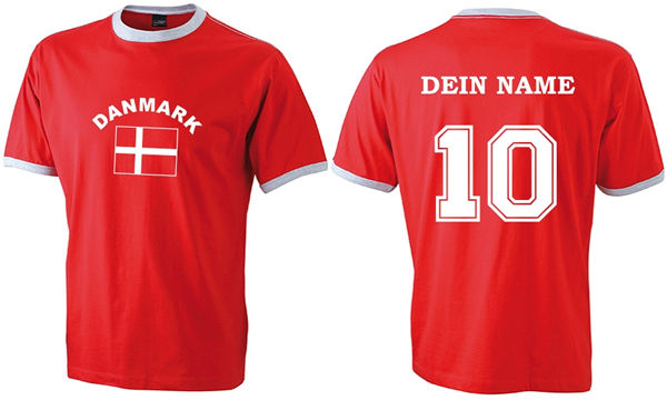 Flag-Shirt DÄNEMARK mit individuellem Rückendruck
