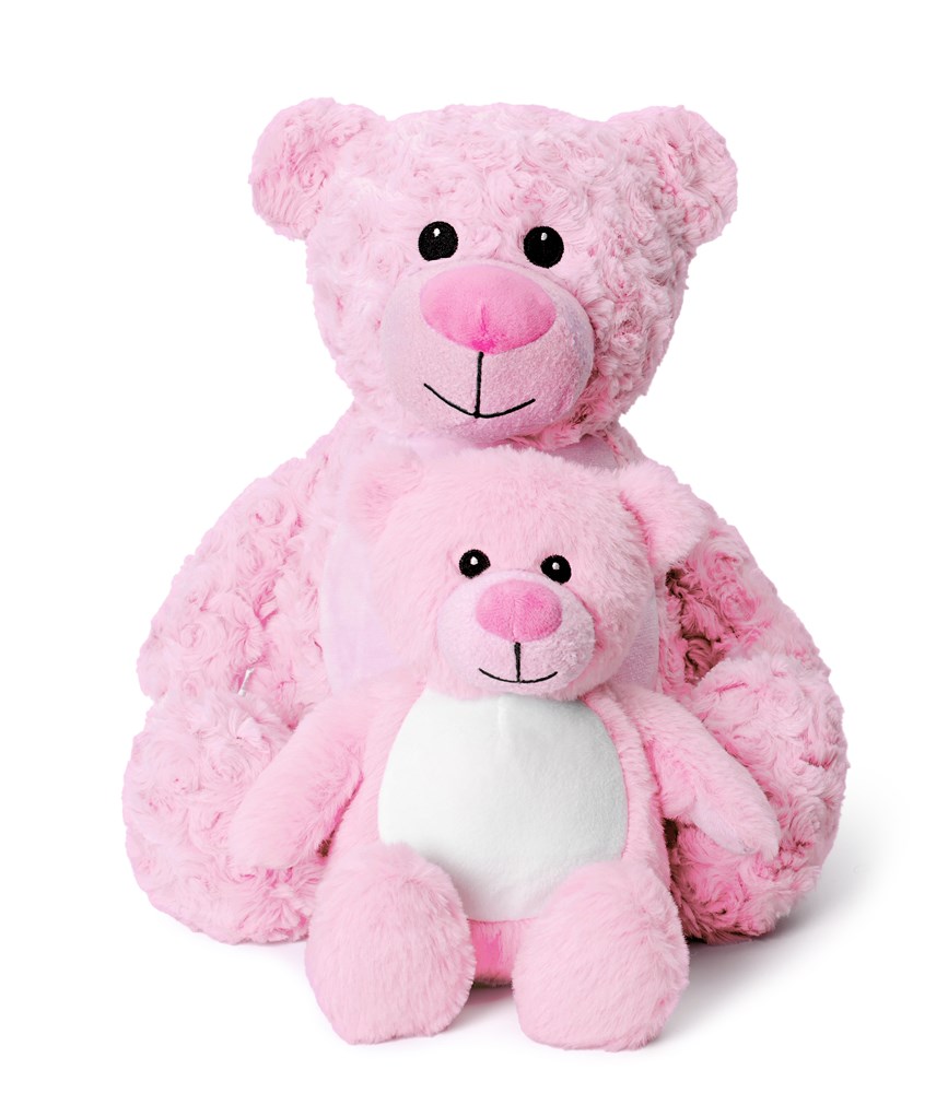Kuscheltier rosa Tummi-Bär individuell mit Namen bestickt, Geschenke für Geburt Taufe Geburtstag