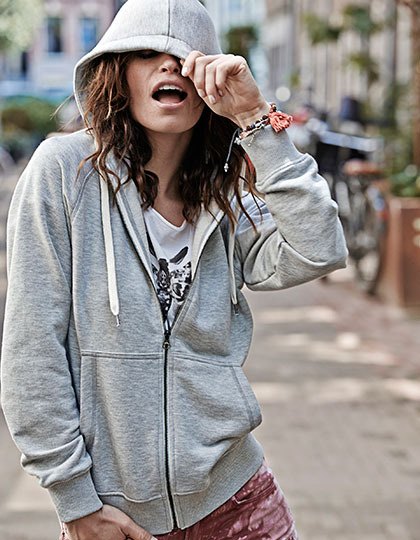 TeeJays Urban Ladies Kapuzen Sweatjacke bedruckt mit deinem Ort TJ5403