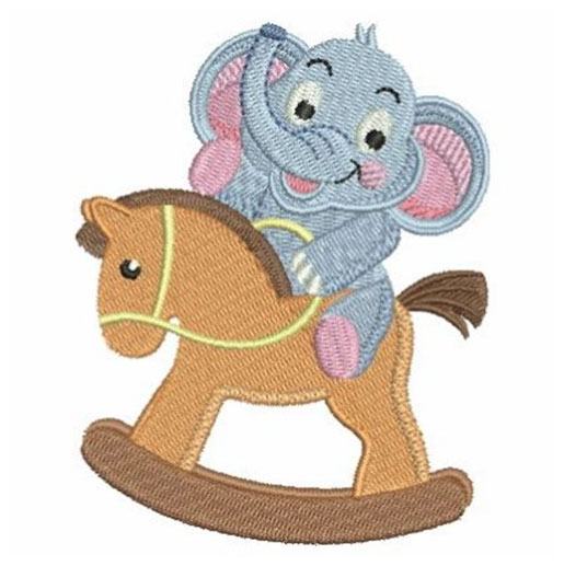 Elefant auf Schaukelpferd