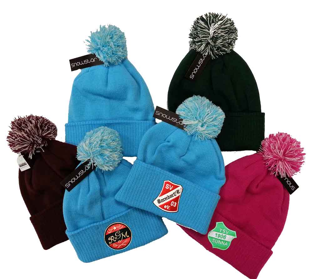 Beechfield Snowstar Beanie B450 mit zweifarbiger Bommel und Logostickerei