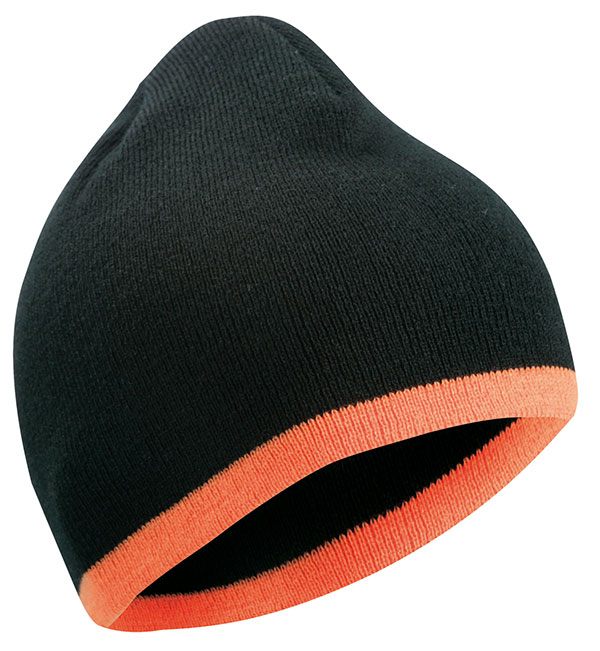 Kontrast-Strickmütze MB7584 ohne Umschlag mit Wappenstickerei