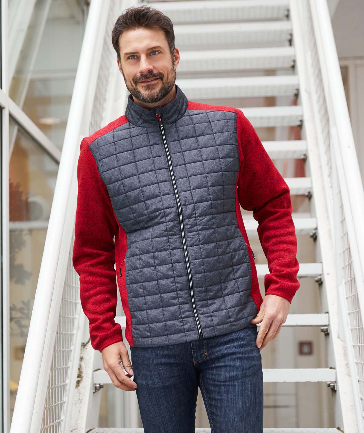 J&N Men's Knitted Hybrid Jacket JN742