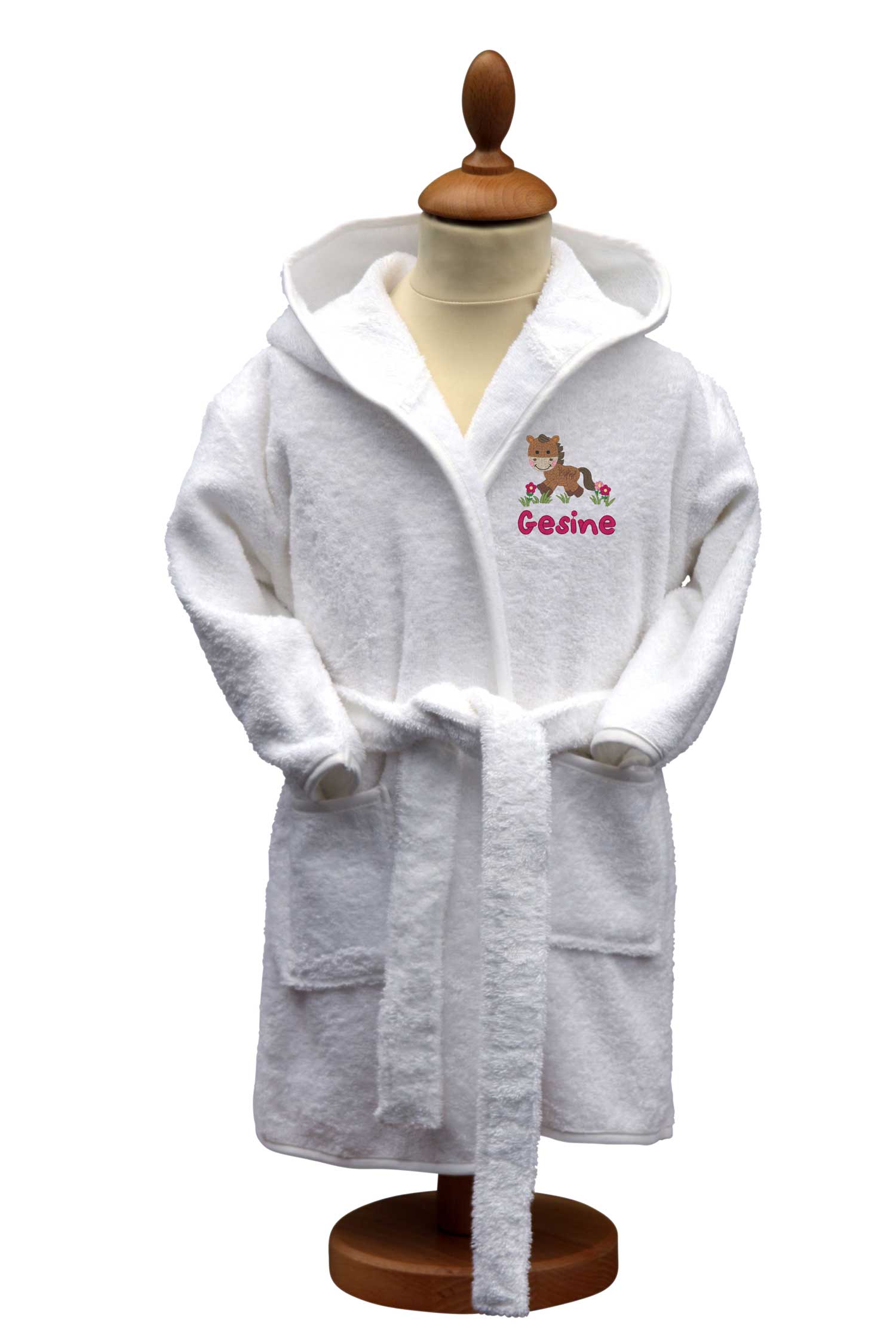 A&R Kids-Bademantel mit Name und lustigem Bauernhof-Tiermotiv bestickt