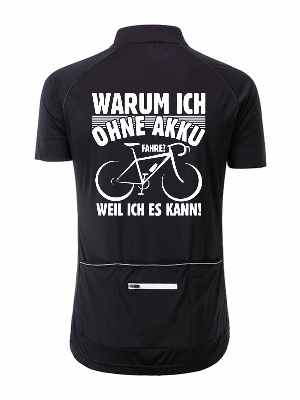Herren Rad-Trikot Fullzip "Warum ich ohne Akku fahre" JN516OA