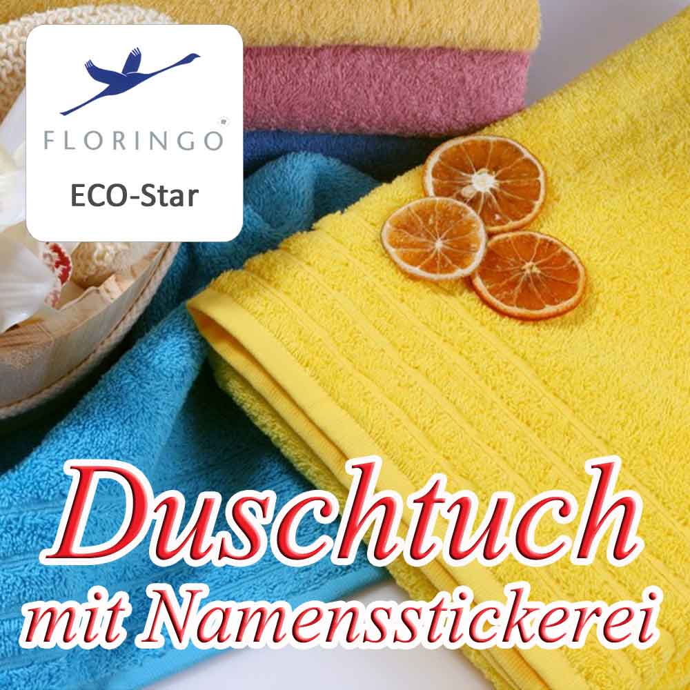Floringo Eco-Star Duschtuch mit Text-Stickerei
