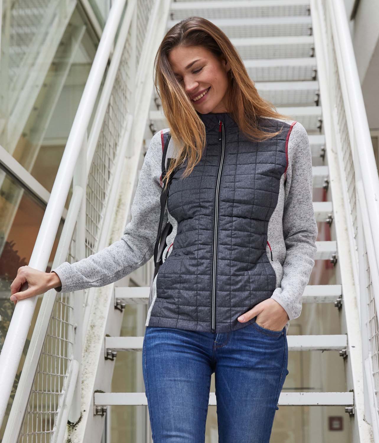 J&N Ladies' Knitted Hybrid Jacket JN741