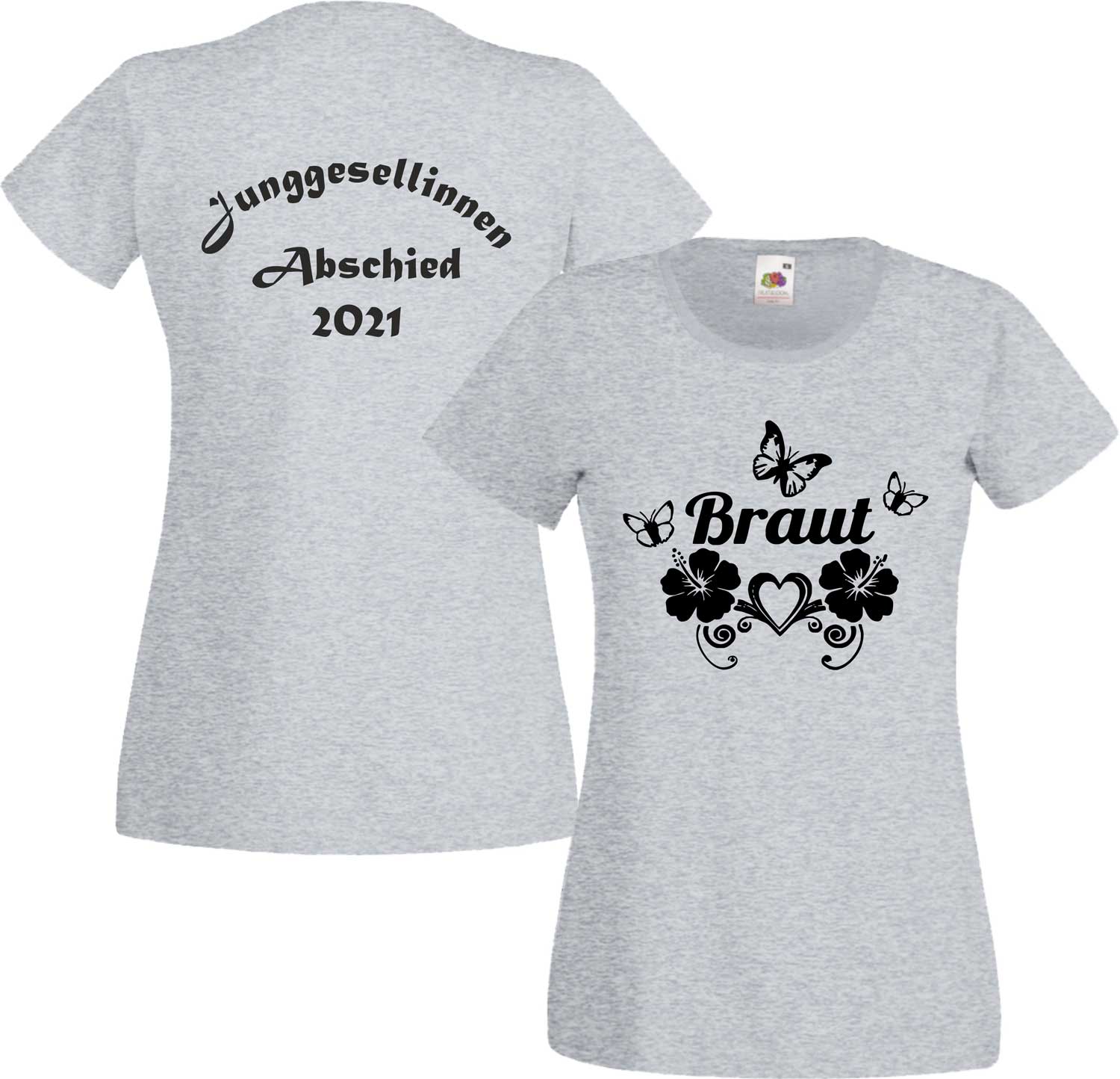 Damen JGA-Shirt "Braut mit Schmetterlingen"