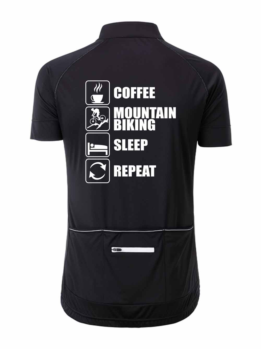 Herren Rad-Trikot Fullzip "Coffee-Mountainbike-Sleep-Repeat" JN516CR