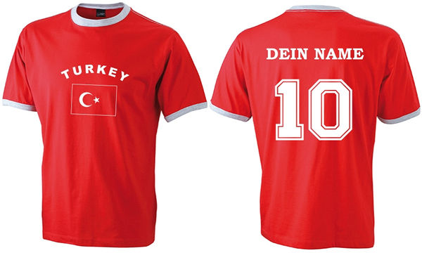 Flag-Shirt TÜRKEI mit individuellem Rückendruck
