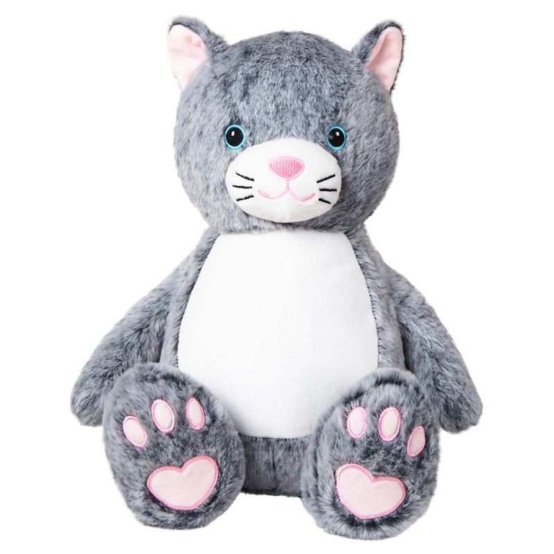Kuscheltier Katze individuell mit Namen bestickt, Geschenke für Geburt Taufe Geburtstag