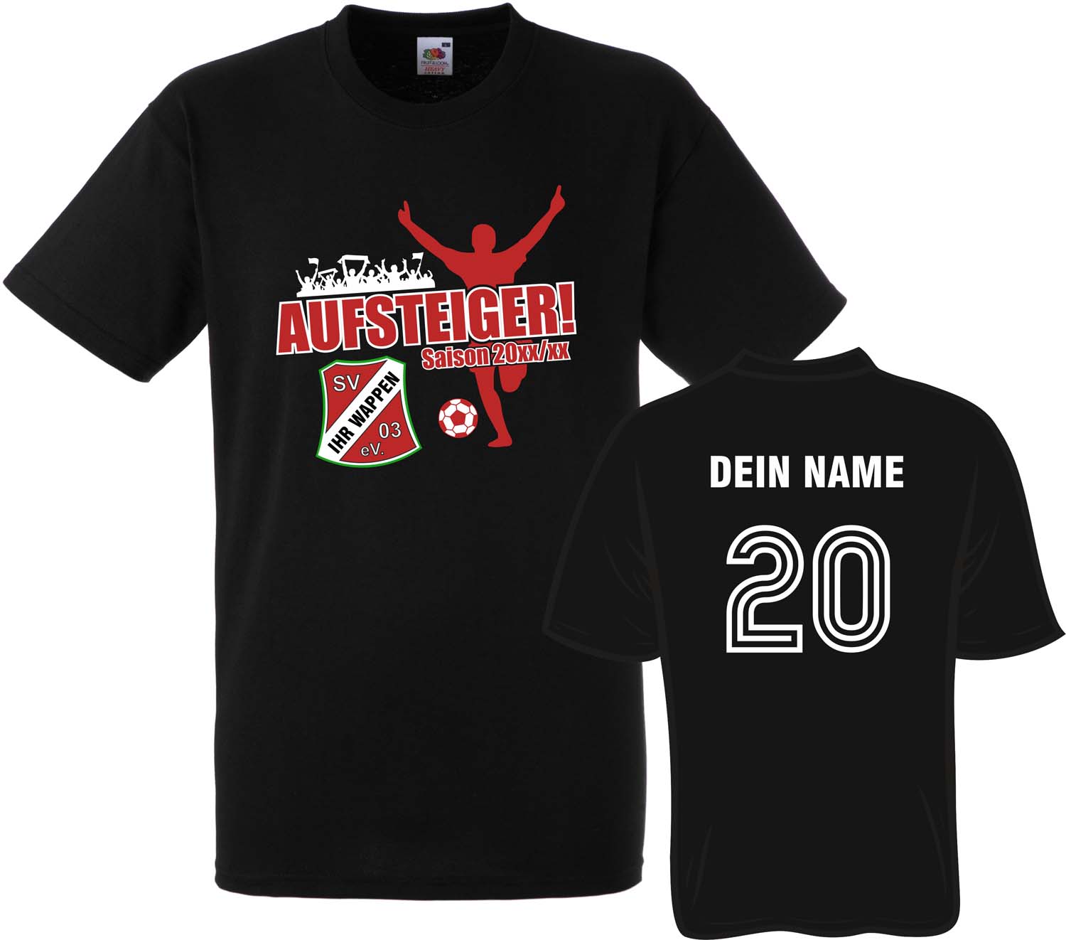Jubel-Shirt AUFSTEIGER mit individuellem Rückendruck