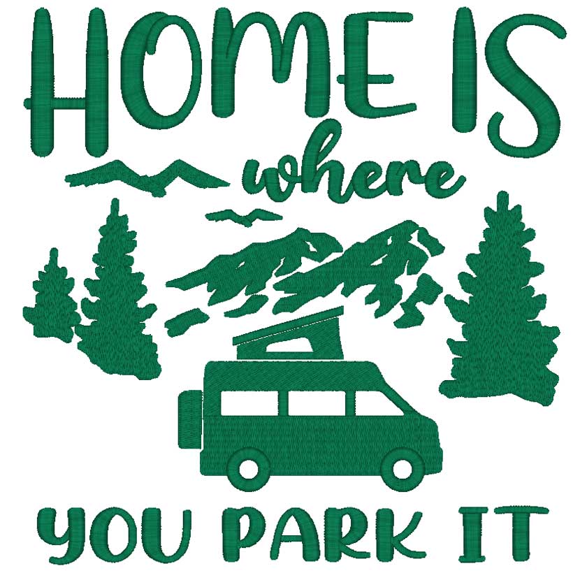 Campingstuhl-Husse mit Stick-Motiv "Home is where You park it"