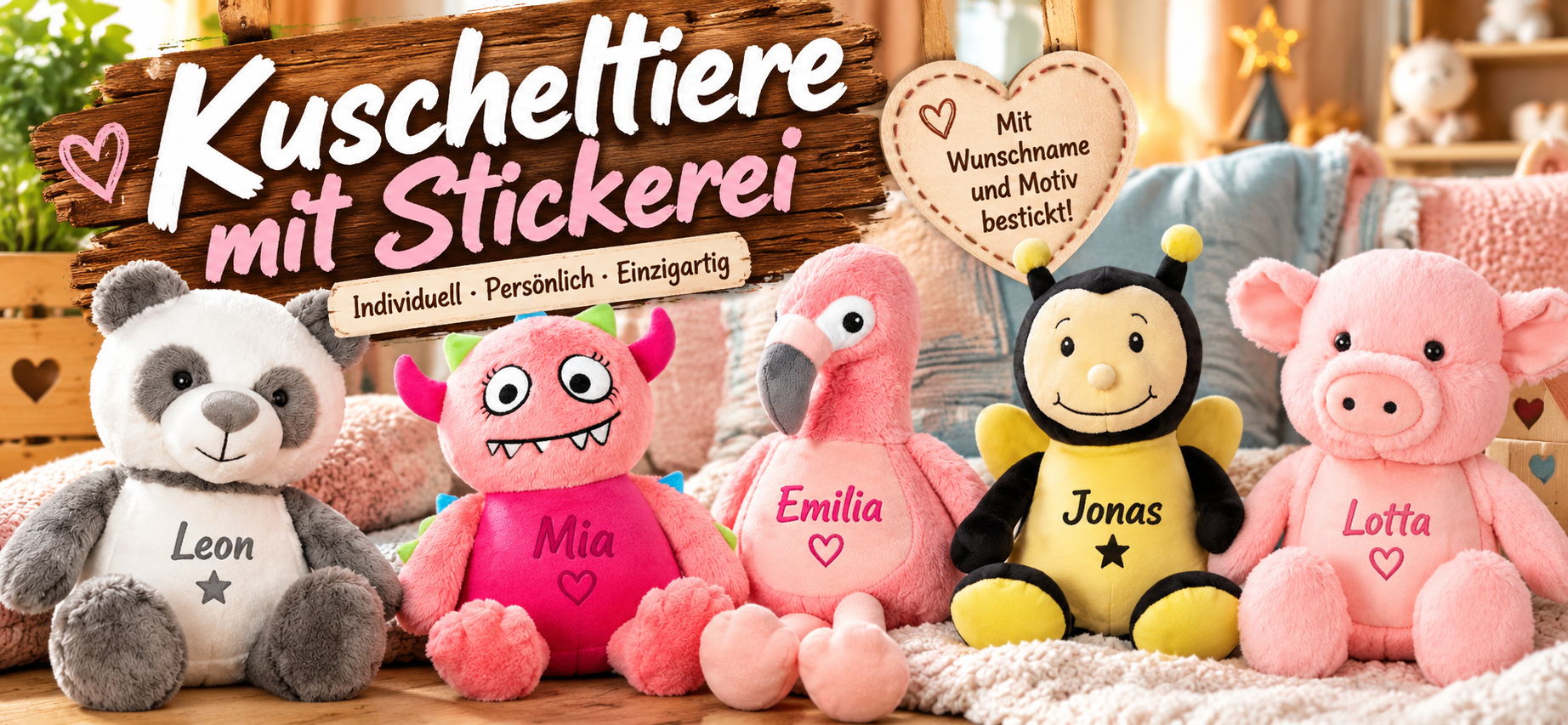 Kuscheltiere individuell bestickt