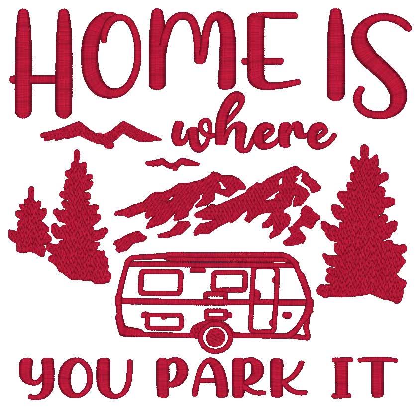 Campingstuhl-Husse mit Stick-Motiv "Home is where You park it"