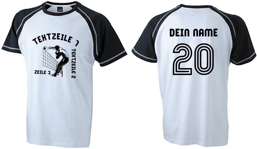 Meistershirt Volleyball RaglanT mit beidseitigem Druck