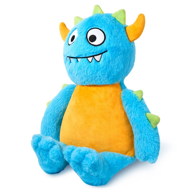 Kuscheltier Blaues Monster individuell mit Namen bestickt, Geschenke für Geburt Taufe Geburtstag