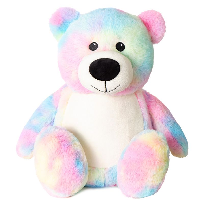 Kuscheltier Teddy Tie Dye individuell mit Namen bestickt, Geschenke für Geburt Taufe Geburtstag