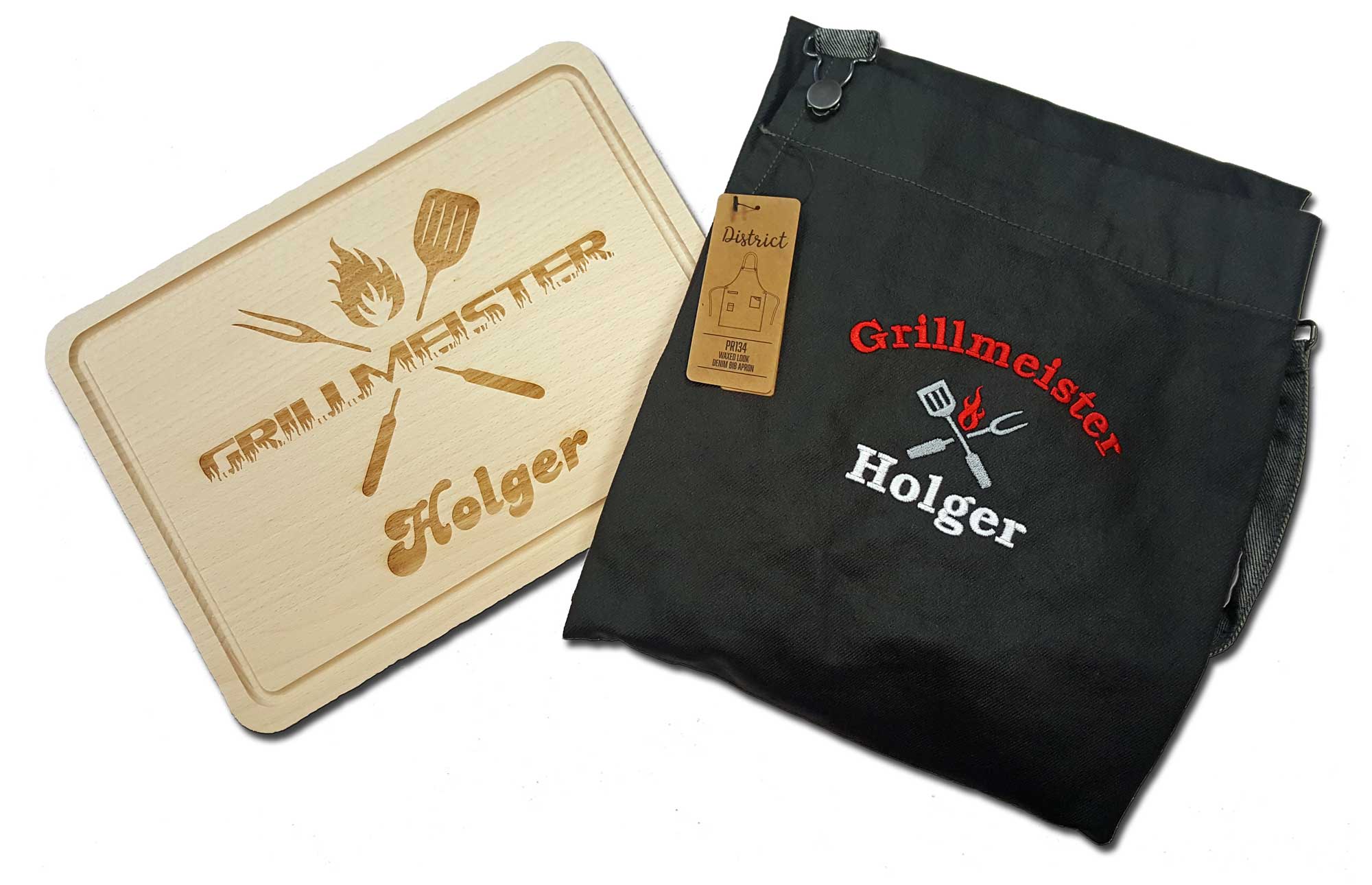 Hackbrett und Grillschürze für den Grillmeister im Spar-Set