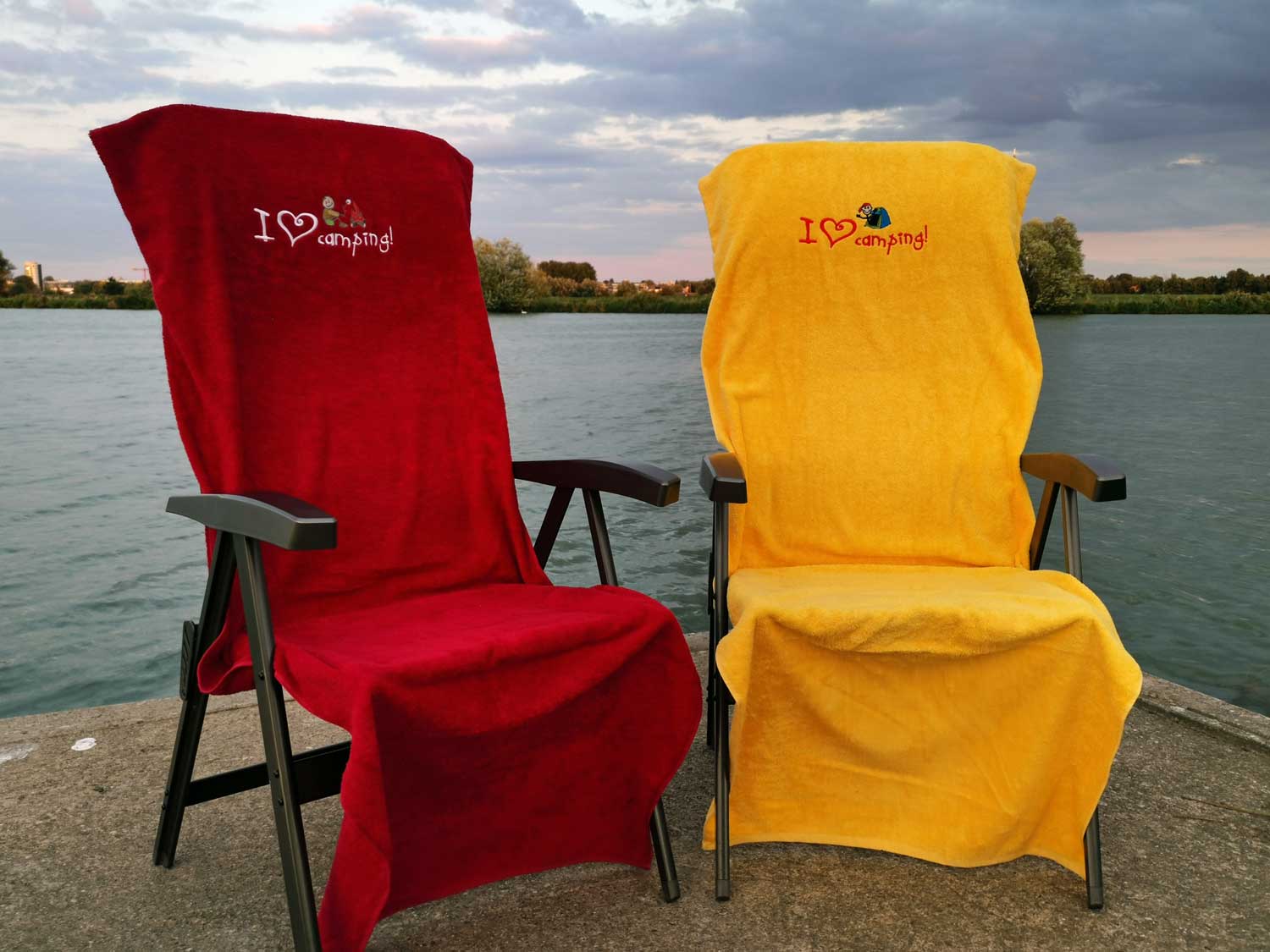 Campingstuhl-Husse bestickt - I love Camping