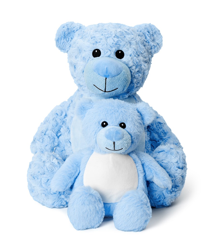Kuscheltier blauer Tummi-Bär individuell mit Namen bestickt, Geschenke für Geburt Taufe Geburtstag