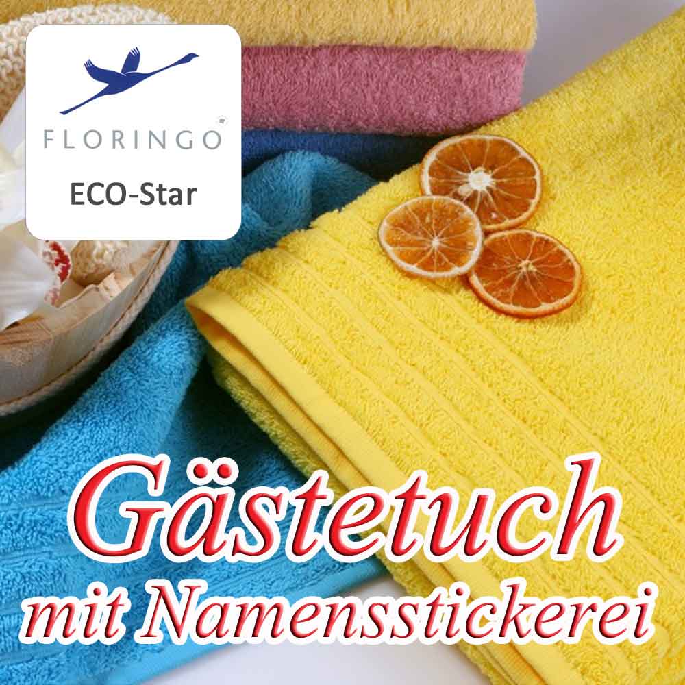 Floringo Eco-Star Gästetuch mit Text-Stickerei